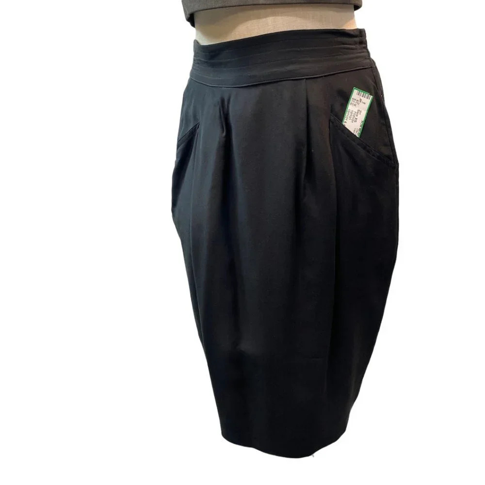 Adam Douglass Black Elastic‎ Waist Skirt With Pockets